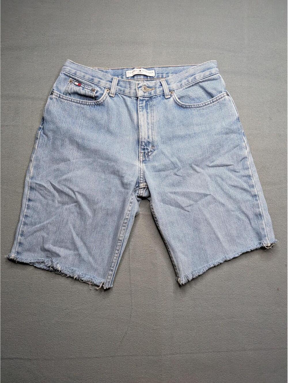 VTG Tommy Hilfiger Shorts Womens 6 Blue Denim Cutoff Bermuda Boyfriend Y2K